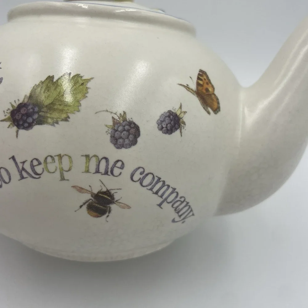90s Cottagecore Teapot with Birds Vtg Marjolein Bastin Nature Friendship Poem